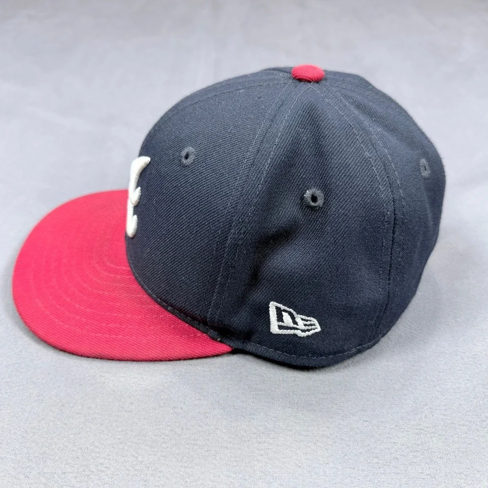 New Era Youth 6 1/2 Navy Red Polyester 59FIFTY Atlanta Braves MLB On-Field Hat